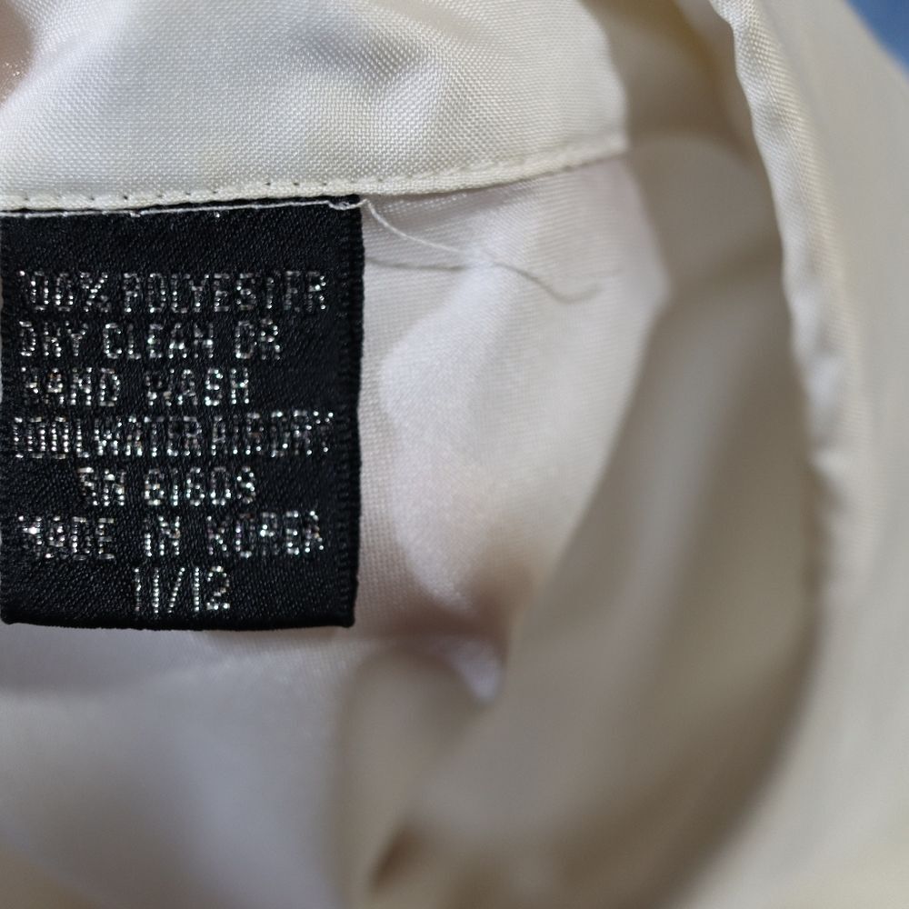Nilani Vintage White High Neck Modest Ascot Hidden Button Pleated Blouse 11/12 - Picture 14 of 14